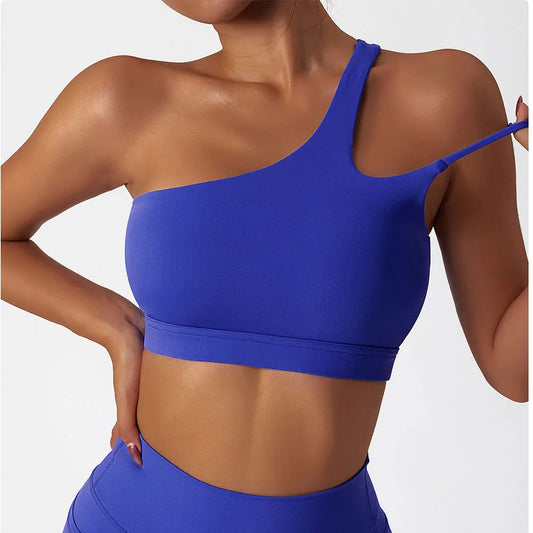 One-Shoulder Women's Sports Bra – Stylish & Comfortable Fitness Yoga Top (Multiple Colors)