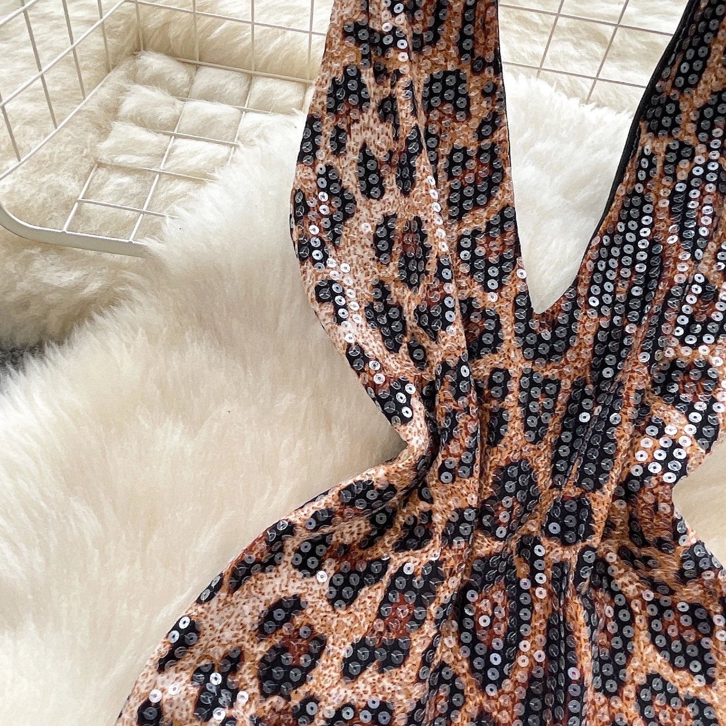 Leopard Print Halter Bodycon Dress