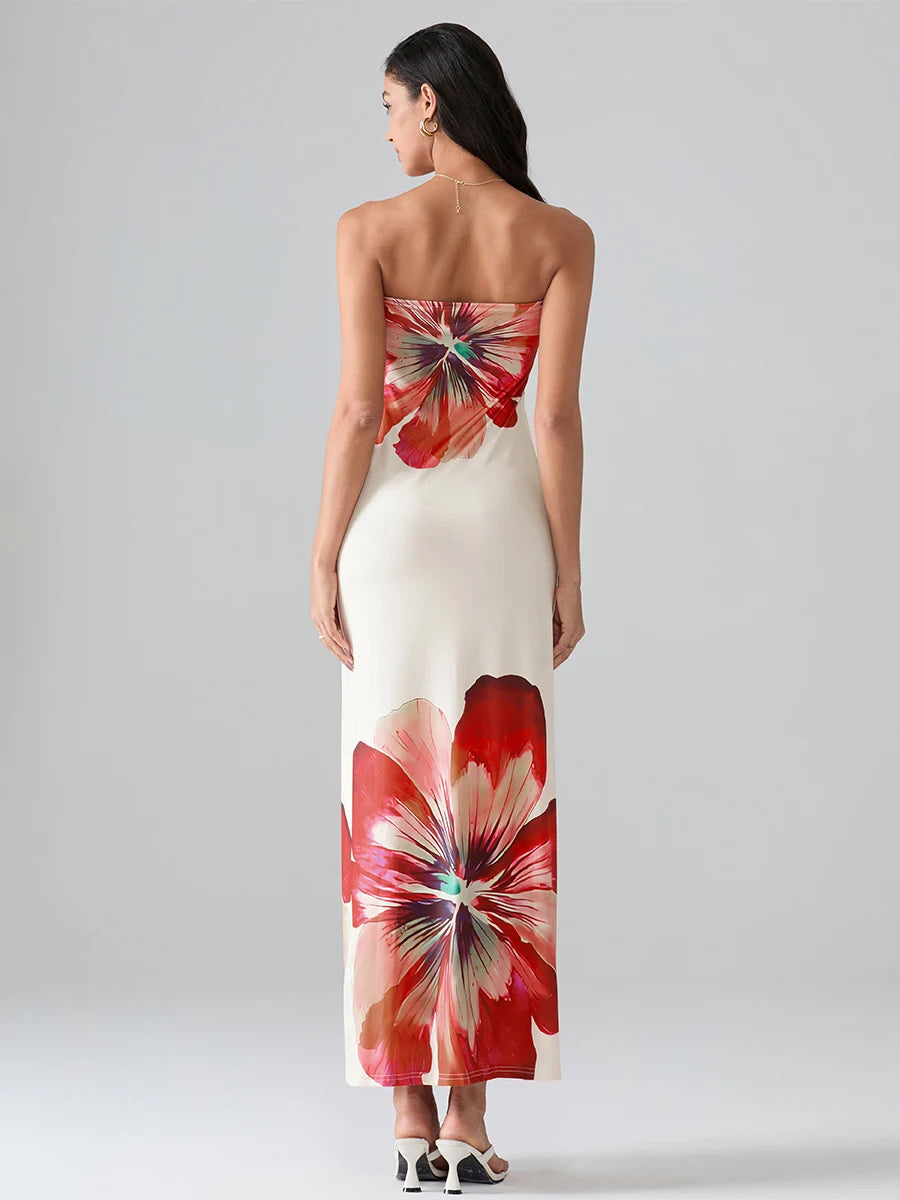 Floral Strapless Bodycon Dress