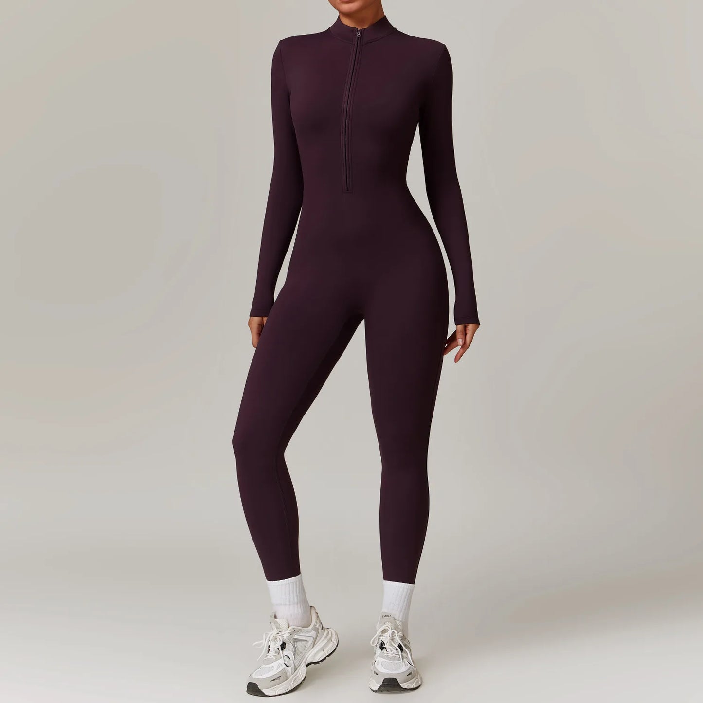 Women's Long Sleeve Zipper Sports Jumpsuit – Multiple Colors
