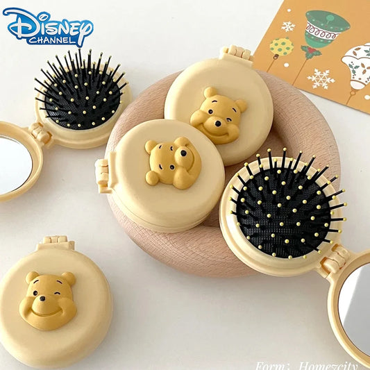 Disney 3D Winnie The Pooh Comb with Mirror – Portable Round Cartoon Comb