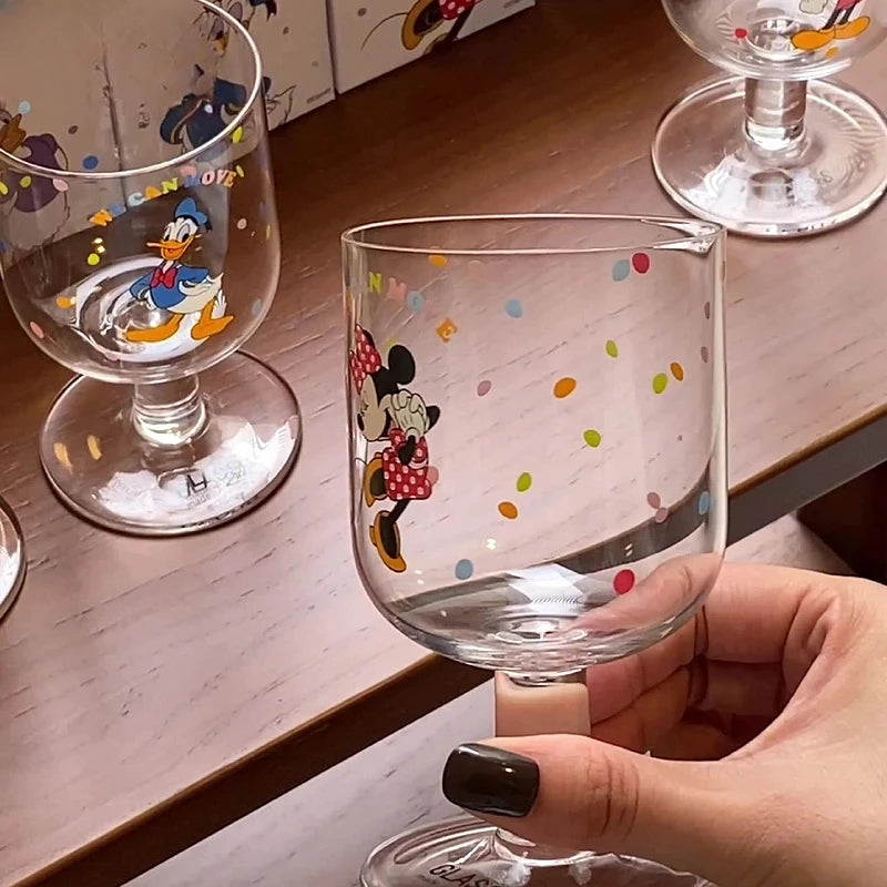 Disney Mickey Minnie Donald Daisy Glass Cup – Crystal Water & Juice Mug