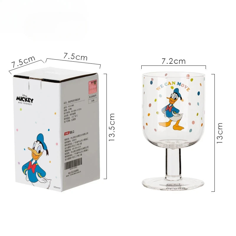Disney Mickey Minnie Donald Daisy Glass Cup – Crystal Water & Juice Mug