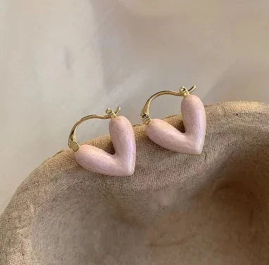 Minimalist Heart Stud Earrings – Multi Colors
