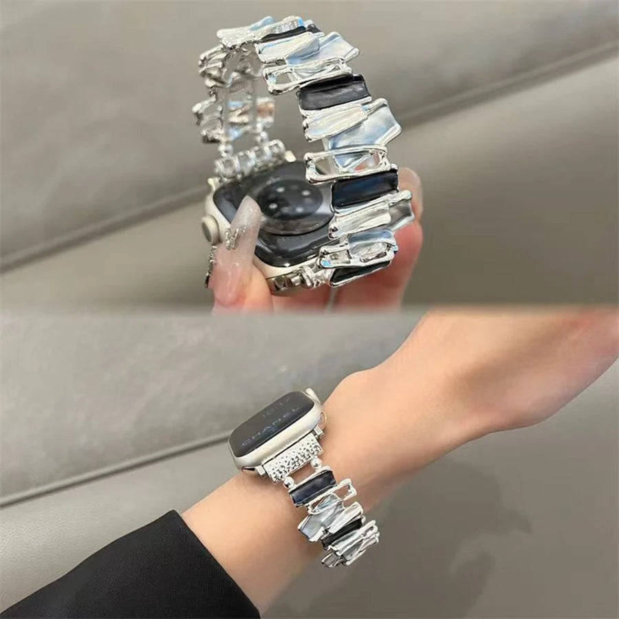 Luxury Crystal Elastic Apple Watch Band – Shiny Rhinestone Stretch Bracelet Strap
