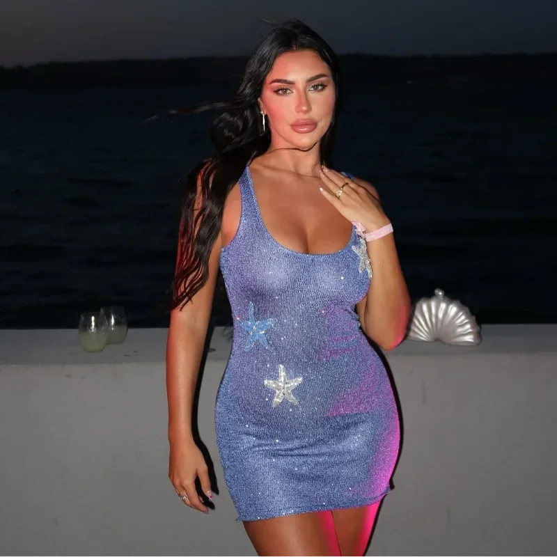 Sparkly Sequin Rib-Knit Mini Dress – Summer Bodycon Partywear