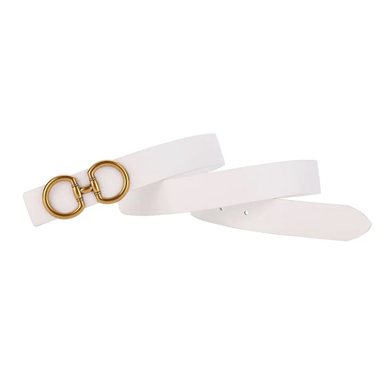 Double Buckle Leather Fashion Belt for Women