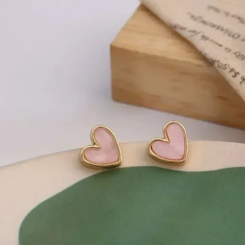 Minimalist Heart Stud Earrings – Multi Colors