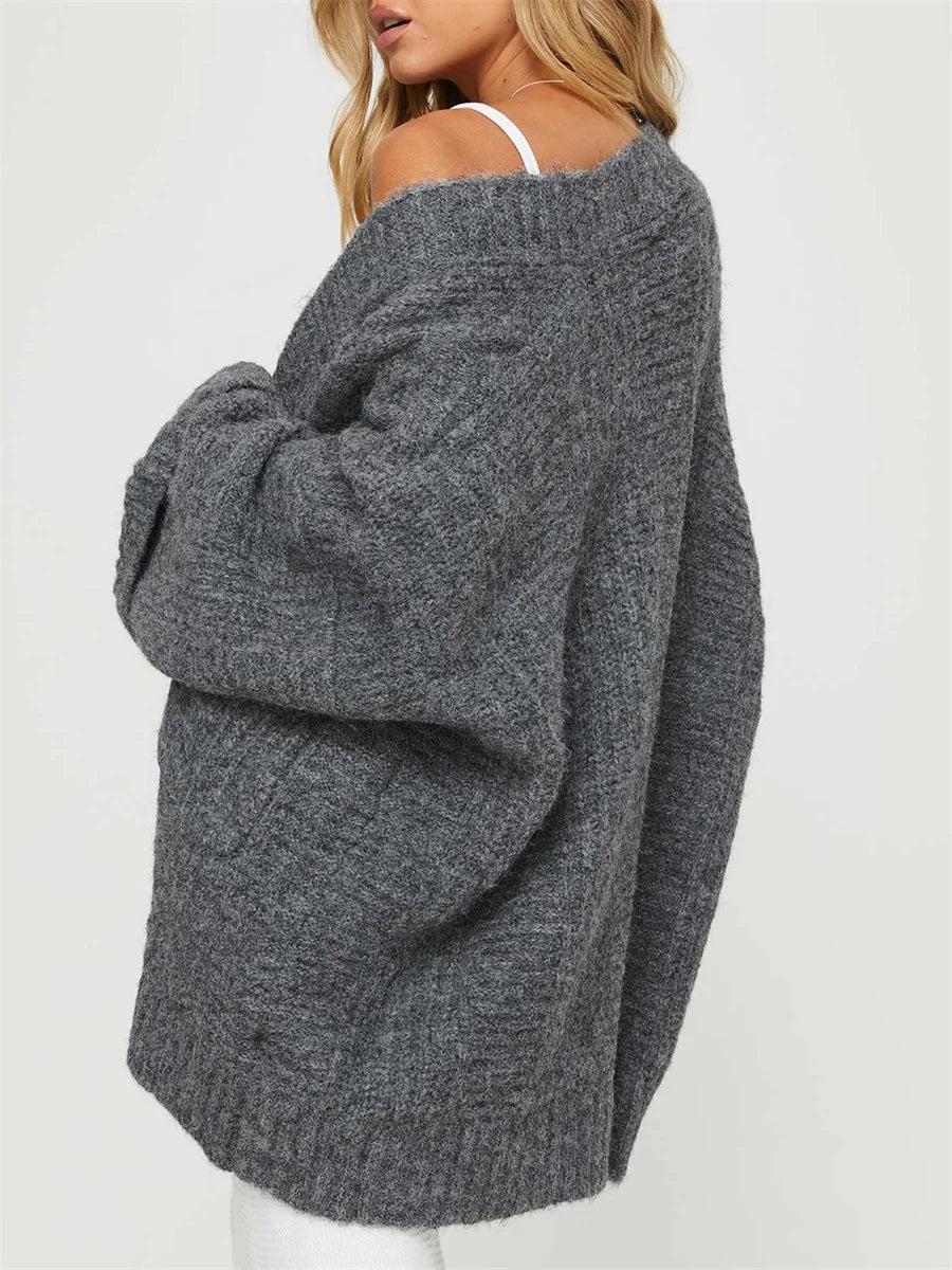 Chunky Cable Knit Open Front Cardigan
