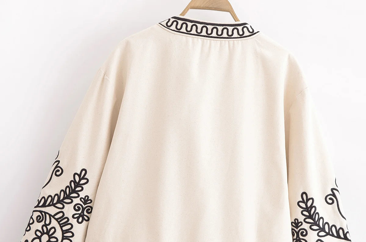 TRAFZA Embroidered Short Jacket