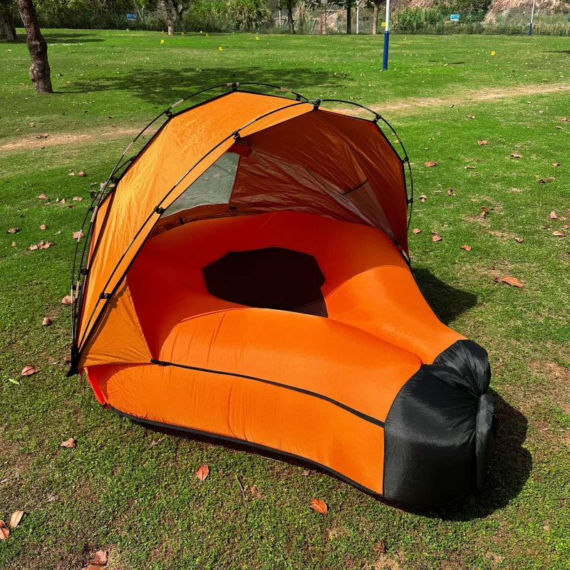 Portable Inflatable Camping Sofa with Sunshade – Outdoor Air Lounger Bed