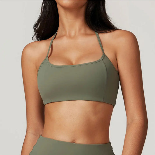 High Support Hanging Neck Sports Bra for Women – Quick Dry Fitness & Yoga Top (Multiple Colors)