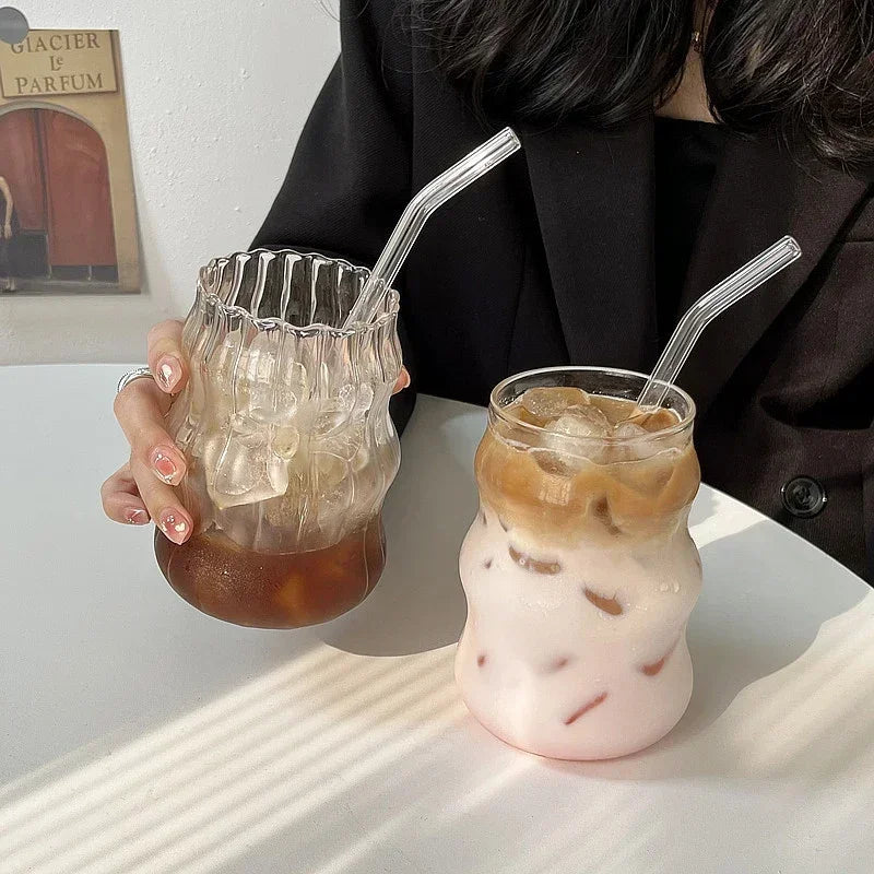 Modern Ribbed Glass Cup – Various Designs