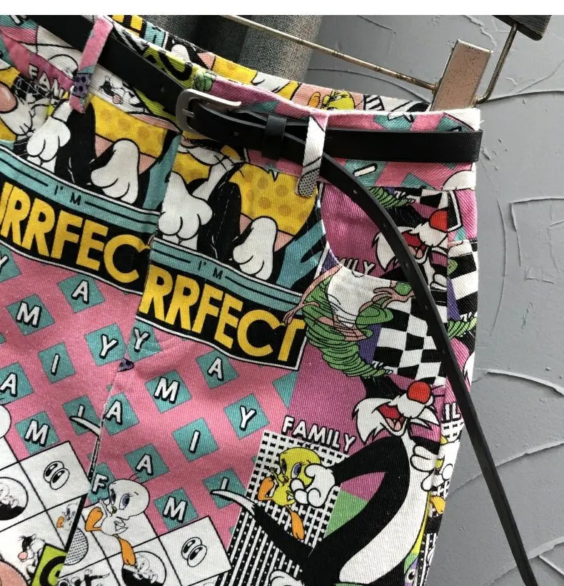 Y2K Cartoon Print Mini Skirt