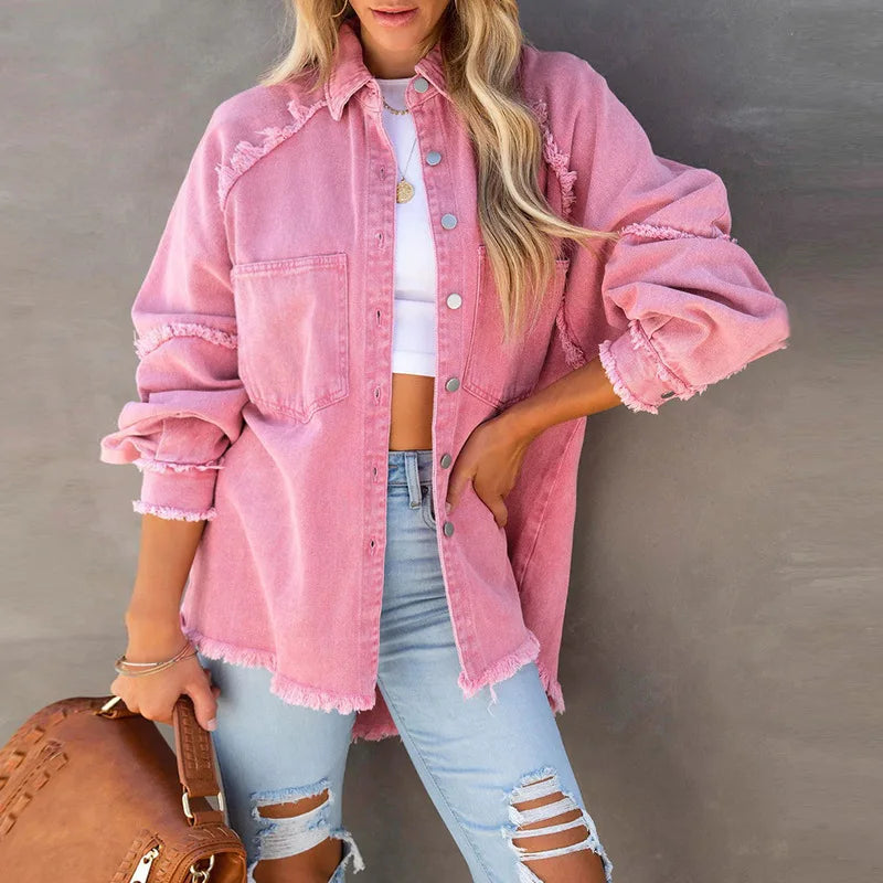Colorful Denim Jacket with Tassels