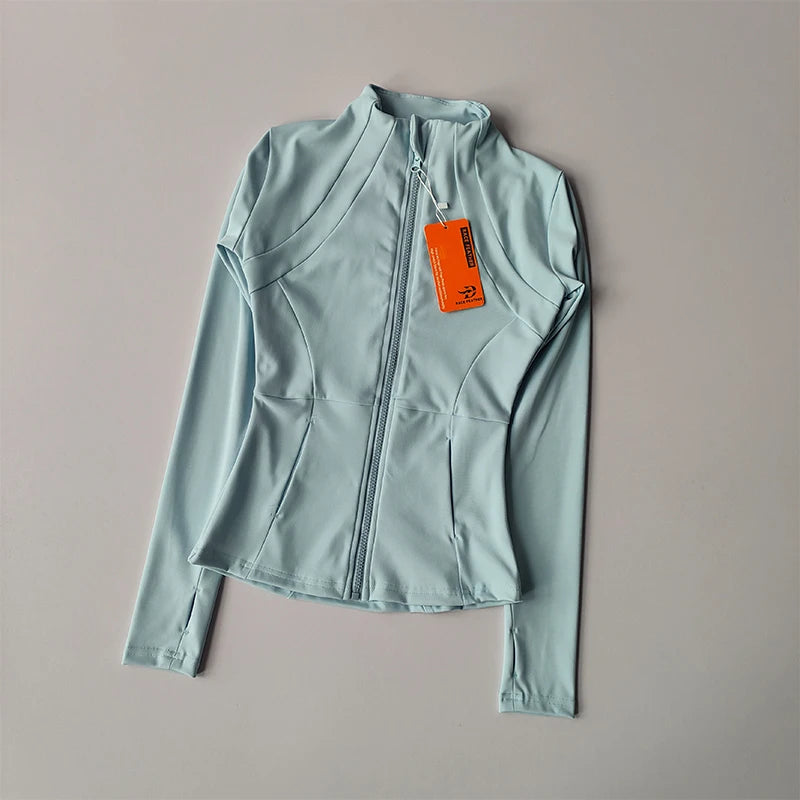 Women’s Slim Fit Zip-Up Sports Jacket – Yoga, Running, Gym Activewear