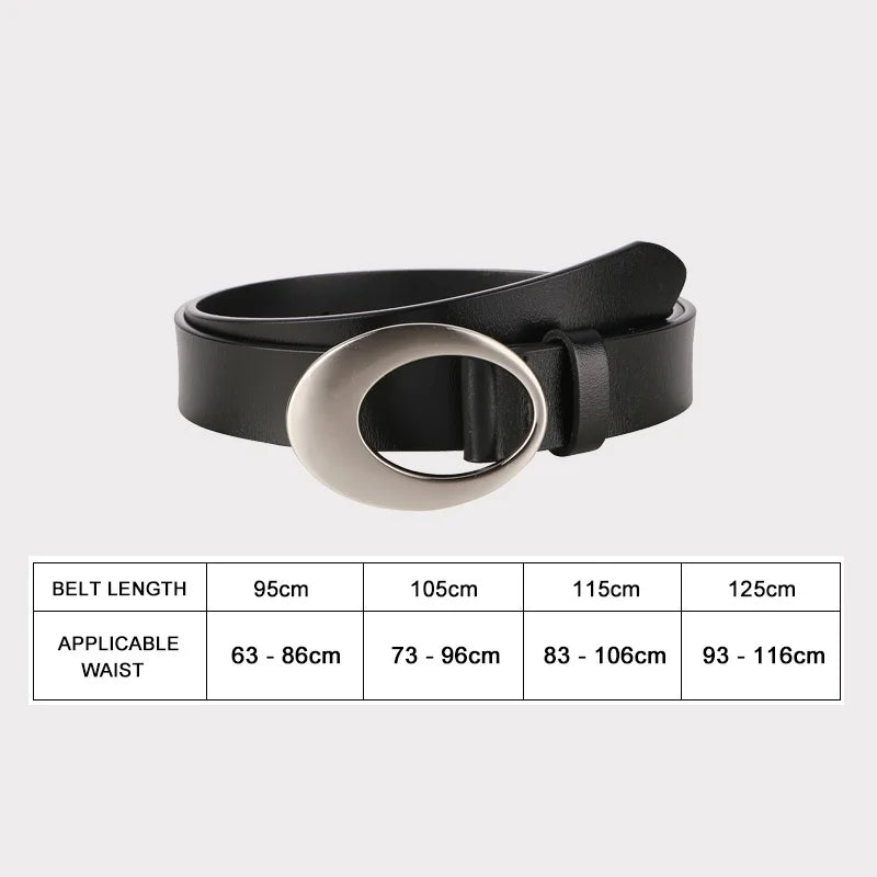 Genuine Leather Belt with Silver Buckle for Women