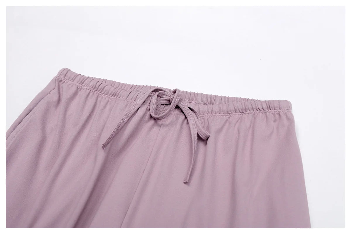 2PCS Women's Yoga Set – Strappy Top with High-Waisted Wide-Leg Pants