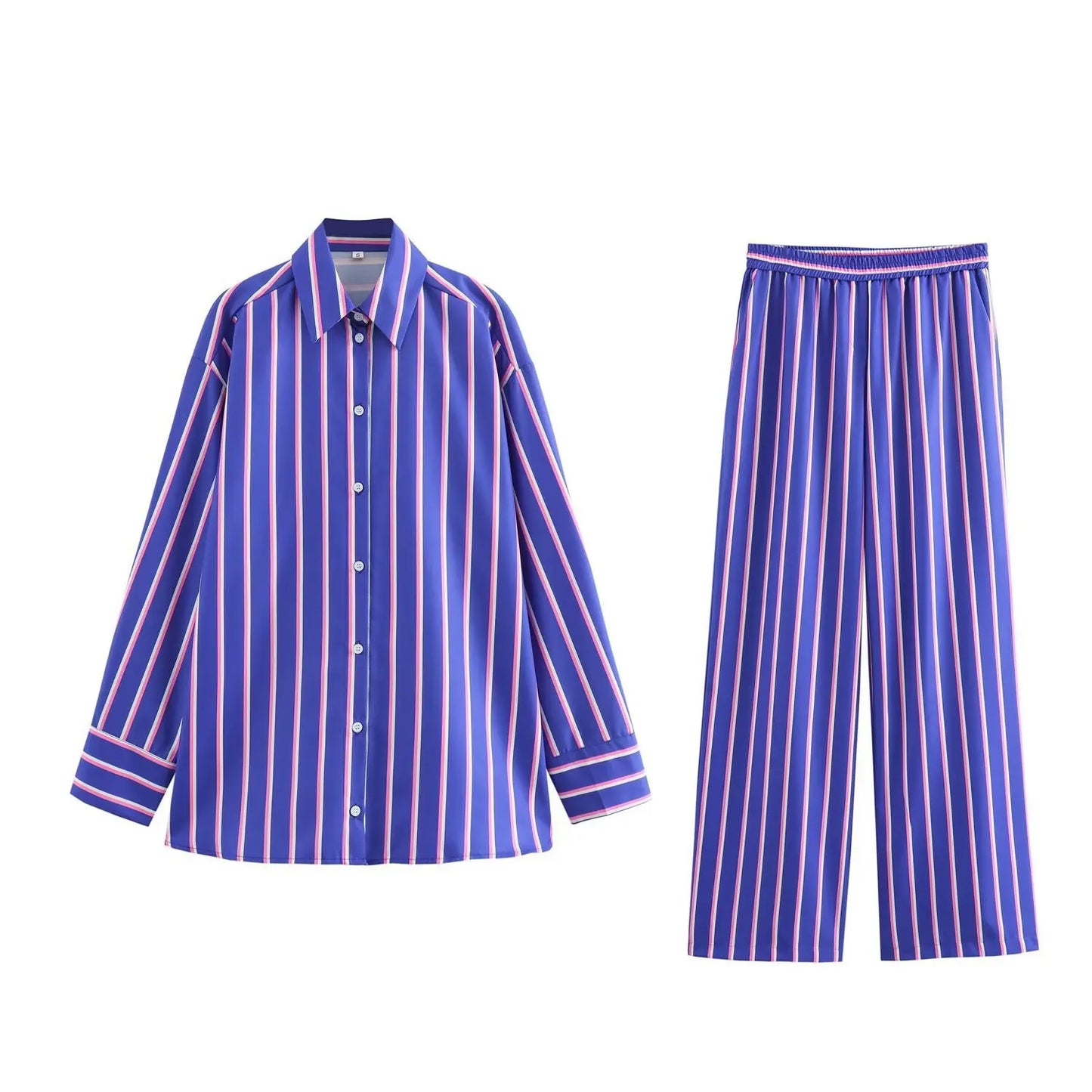 Striped Shirt & Pants Two-Piece Set