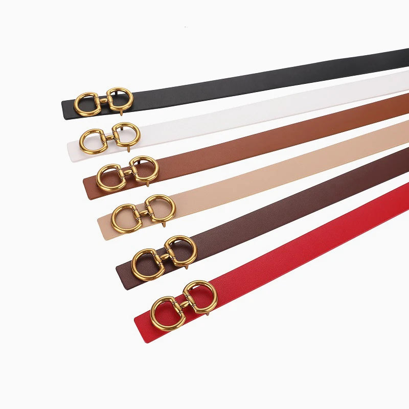 Double Buckle Leather Fashion Belt for Women