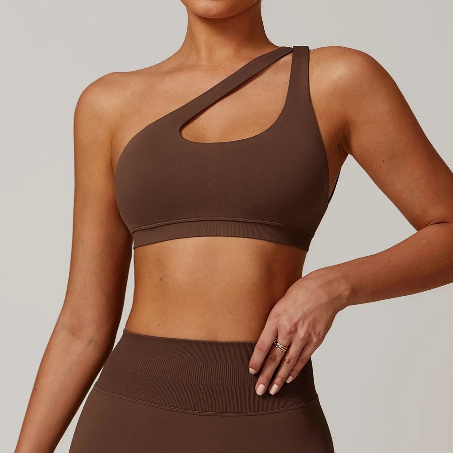 One-Shoulder Sports Bra – Shockproof Push-Up Fitness Top (Multi Colors)