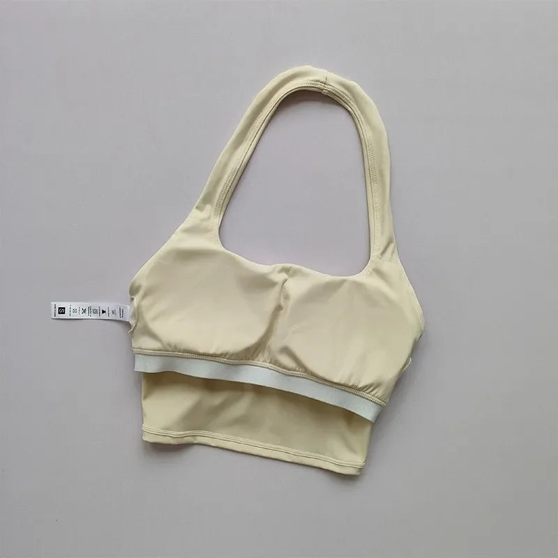 Women's Backless Halter Yoga Crop Top – Padded Sports Bra