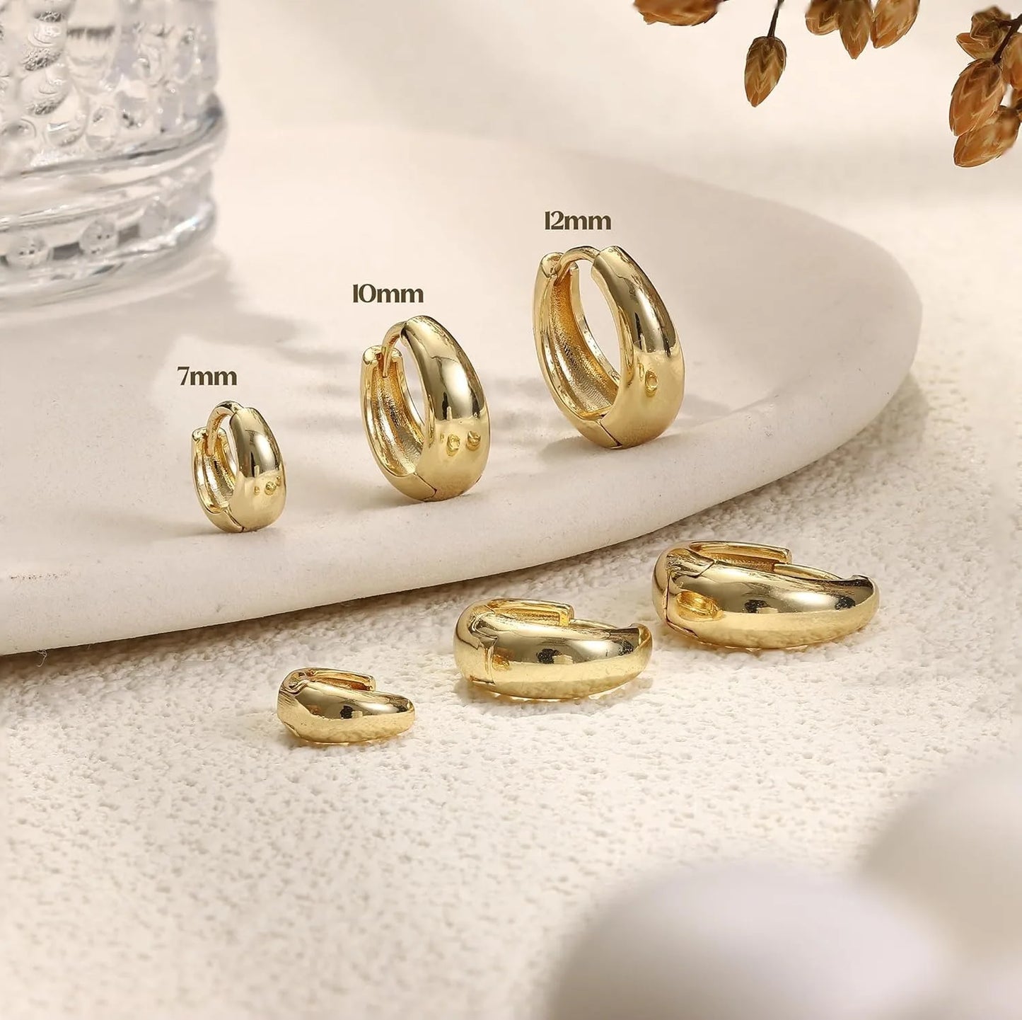 3-Piece Chunky Dome Hoop Earrings Set – Gold & Silver