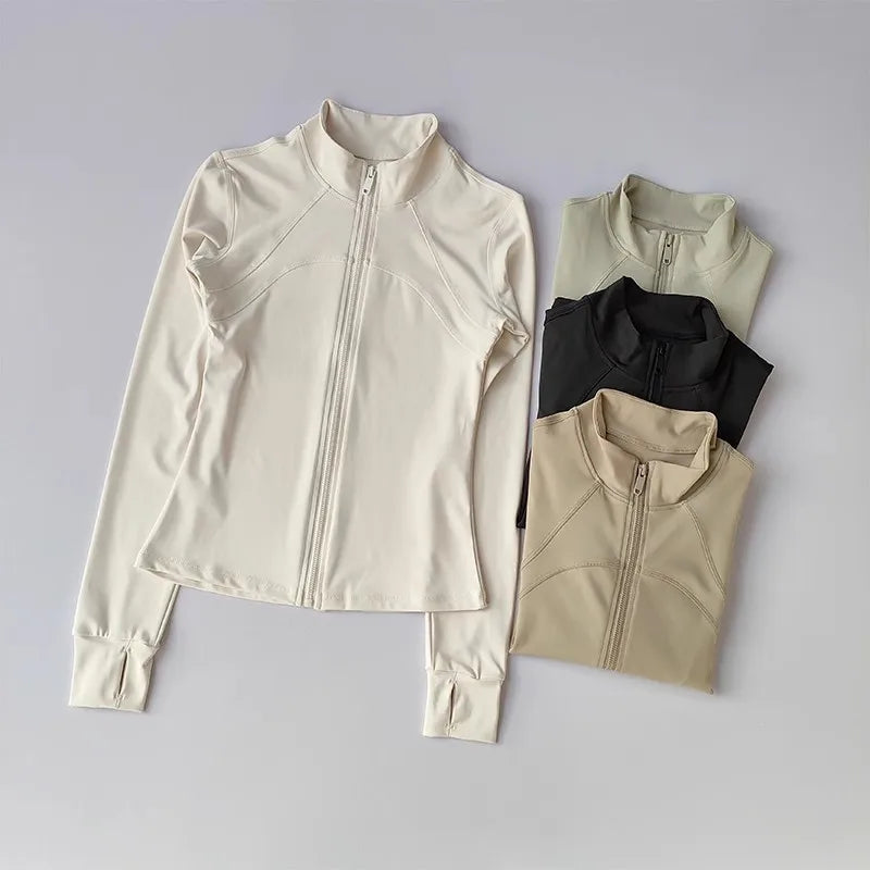 Women’s Quick-Drying Sports Jacket – Long Sleeve Fitness Training Top
