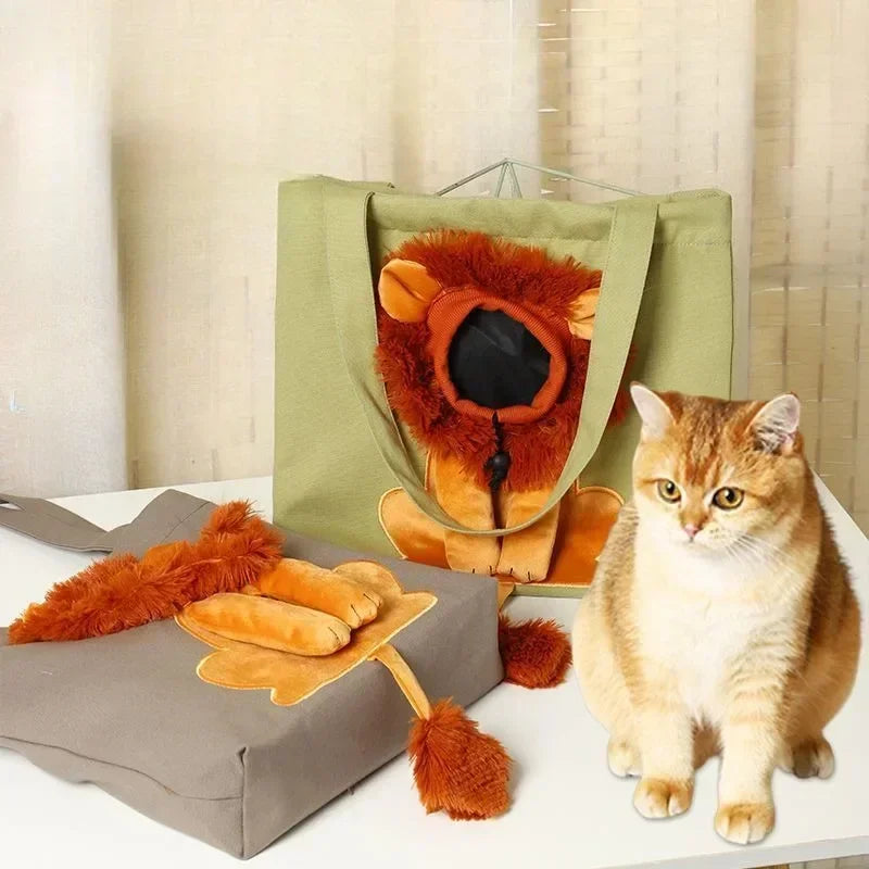 Lion-Shaped Cat Shoulder Bag – Pet Carrier for Small Cats & Dogs