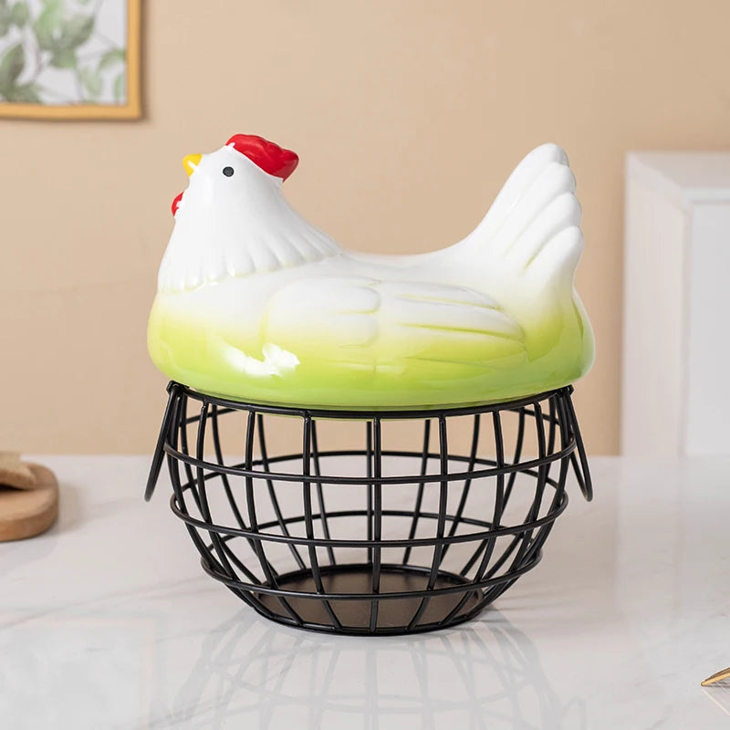 Ceramic Chicken Egg Basket