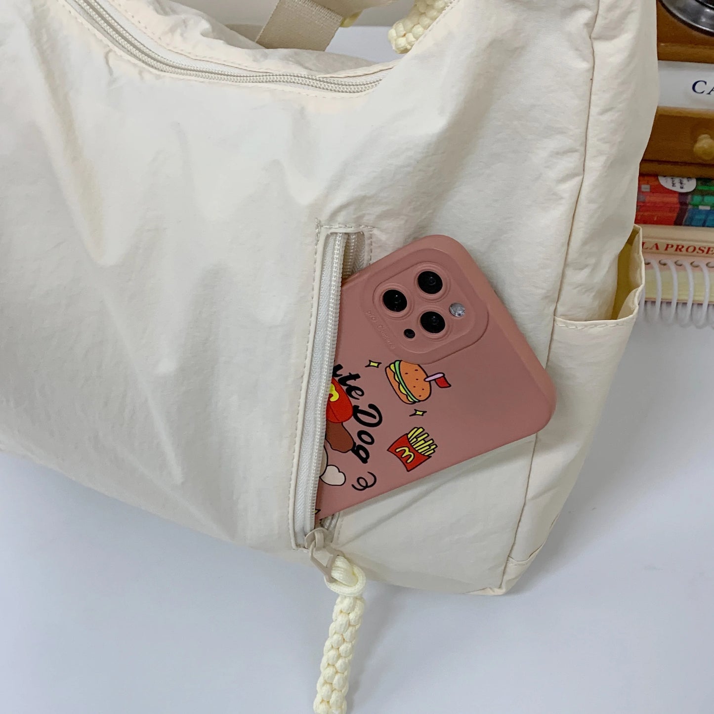 Trendy Women’s Large Crossbody Fabric Bag – Solid Color Student Style Shoulder Tote