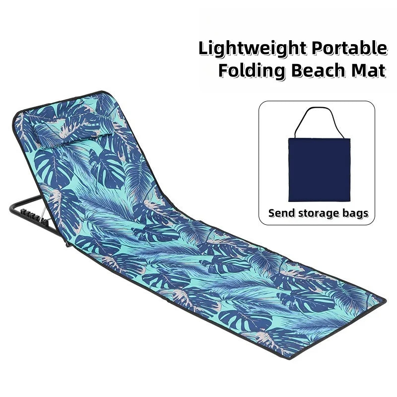 Lightweight Folding Beach Mat with Adjustable Backrest – Portable Lounge Chair for Camping & Pool