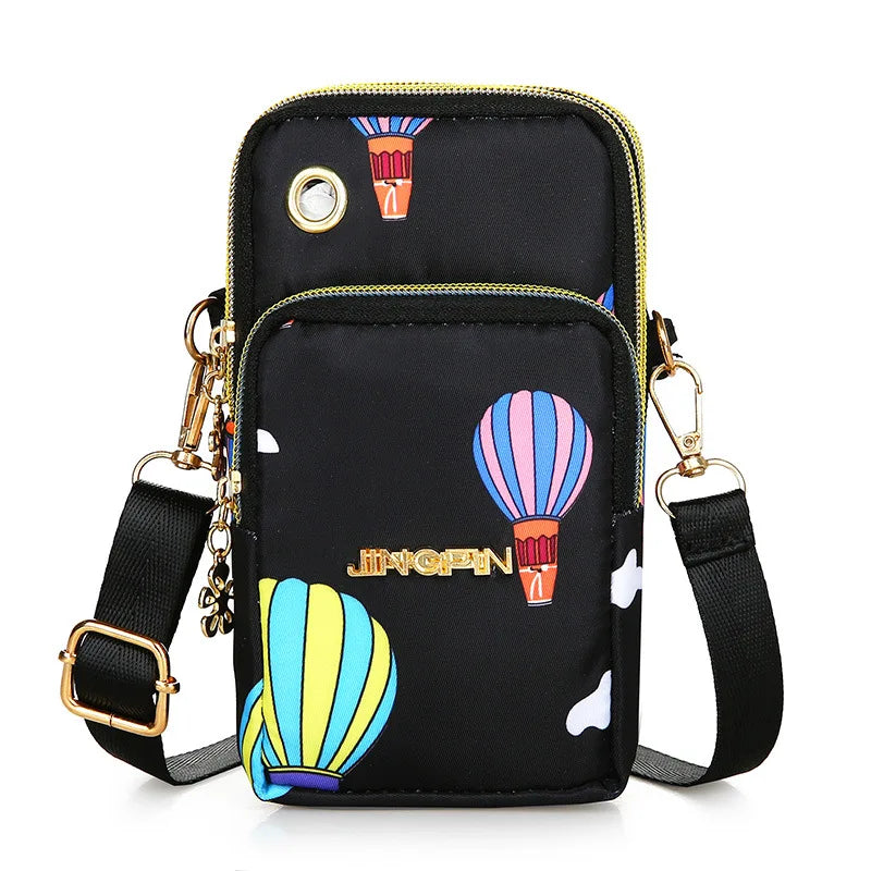 Women's Mobile Phone Crossbody Bag – 3-Layer Wallet with Headphone Plug