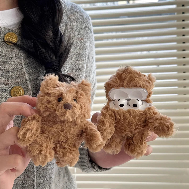 Plush Brown Bear AirPods Case – Cozy & Soft Teddy Style