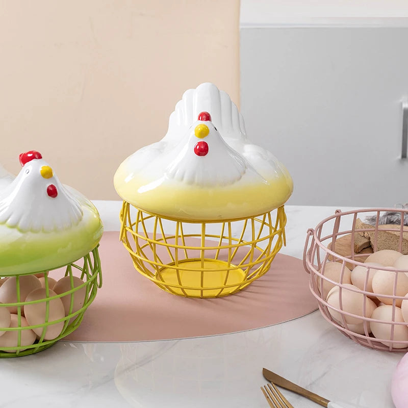 Ceramic Chicken Egg Basket