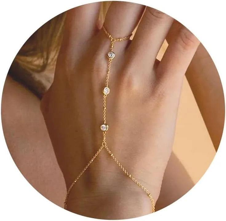 Elegant Gold/Silver Hand Chain Bracelet