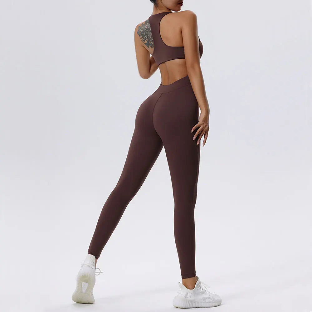 Women’s One-Piece Zipper Yoga Bodysuit – Slim Fit Workout Jumpsuit
