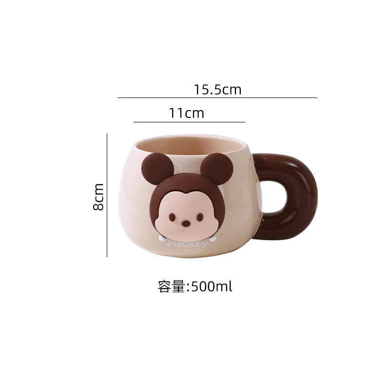 Disney Ceramic Mug with Lid & Spoon – Cute Mickey, Minnie & Lotso Design