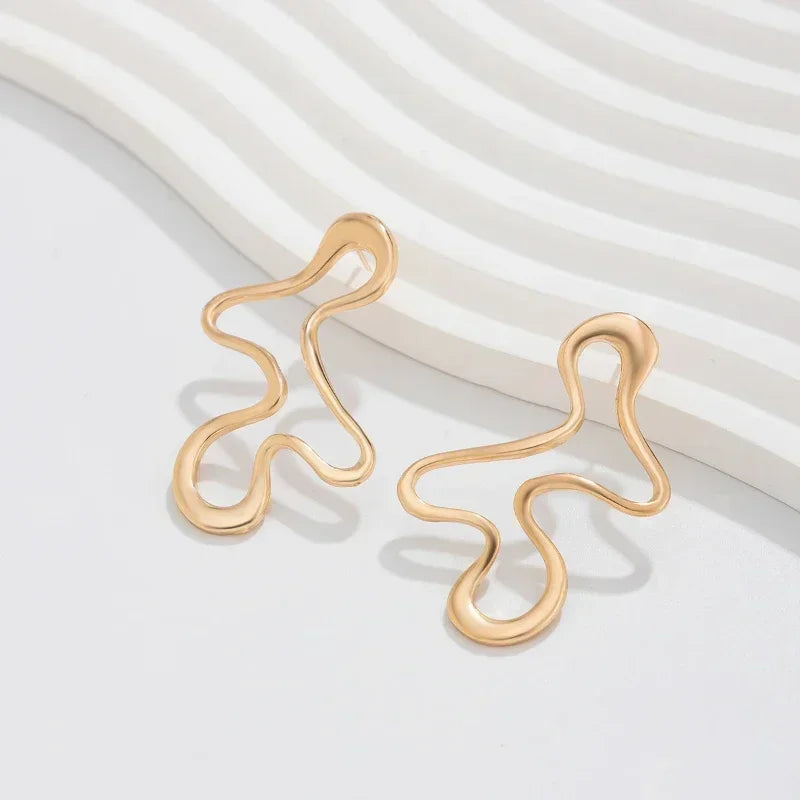 Irregular Geometric Stud Earrings – Gold or Silver