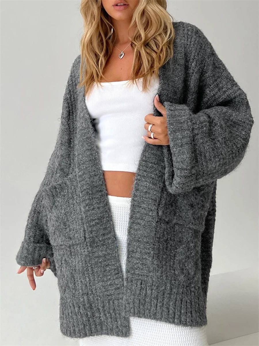Chunky Cable Knit Open Front Cardigan