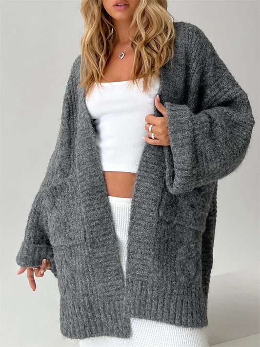 Chunky Cable Knit Open Front Cardigan