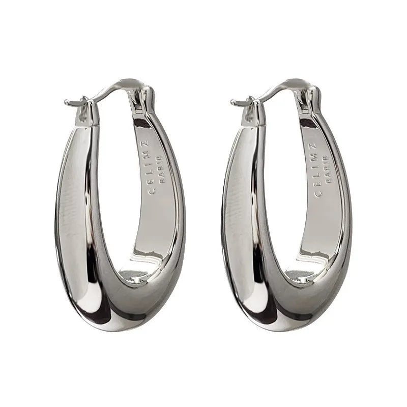 925 Sterling Silver Oval Hoop Earrings