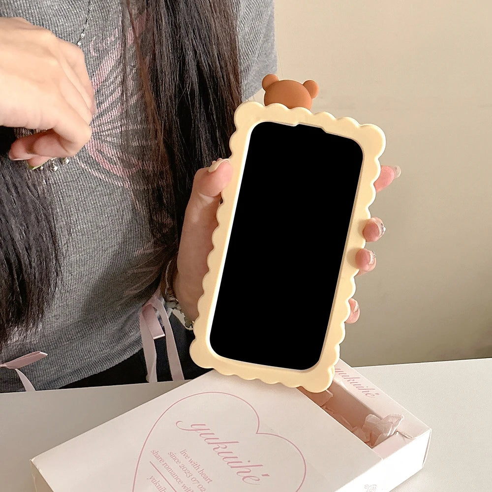 Funny Rilakkuma Bear Sandwich Biscuit Soft Silicone Case – For iPhone 11 to 16 Pro Max