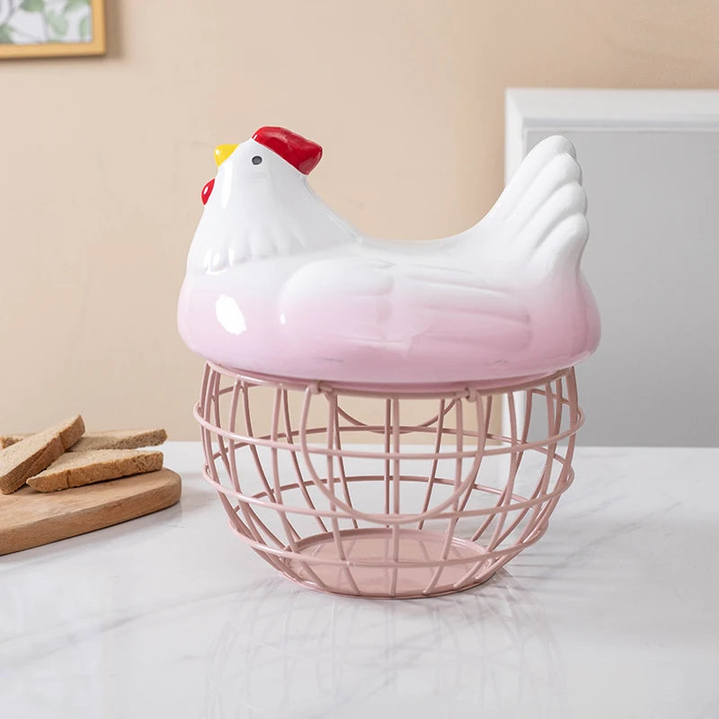 Ceramic Chicken Egg Basket