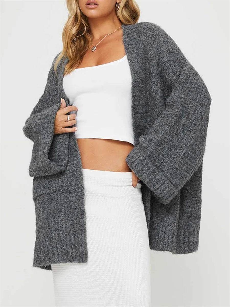 Chunky Cable Knit Open Front Cardigan