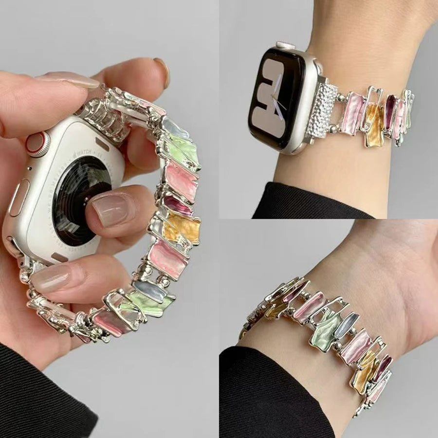 Luxury Crystal Elastic Apple Watch Band – Shiny Rhinestone Stretch Bracelet Strap