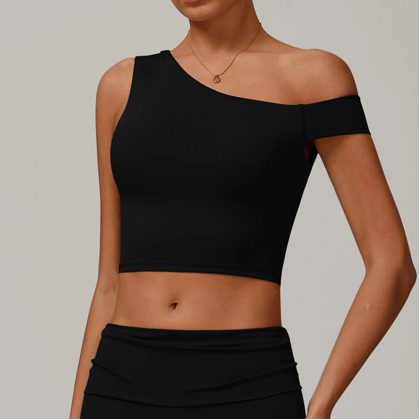 One-Shoulder Sports Bra Top for Women – Medium Support Yoga & Fitness (Multi Colors)