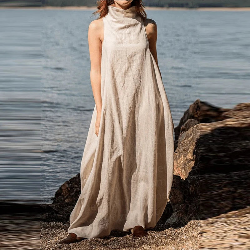 Sleeveless Linen Maxi Dress – Elegant & Relaxed Style