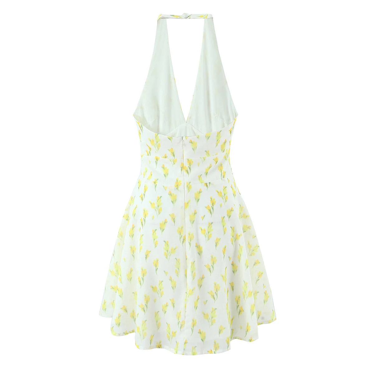 Lemon Print Backless Mini Dress