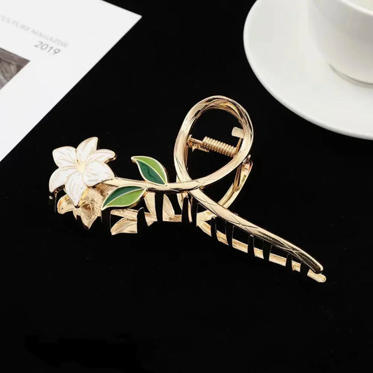 Elegant Flower Metal Hair Claw Clip for Women